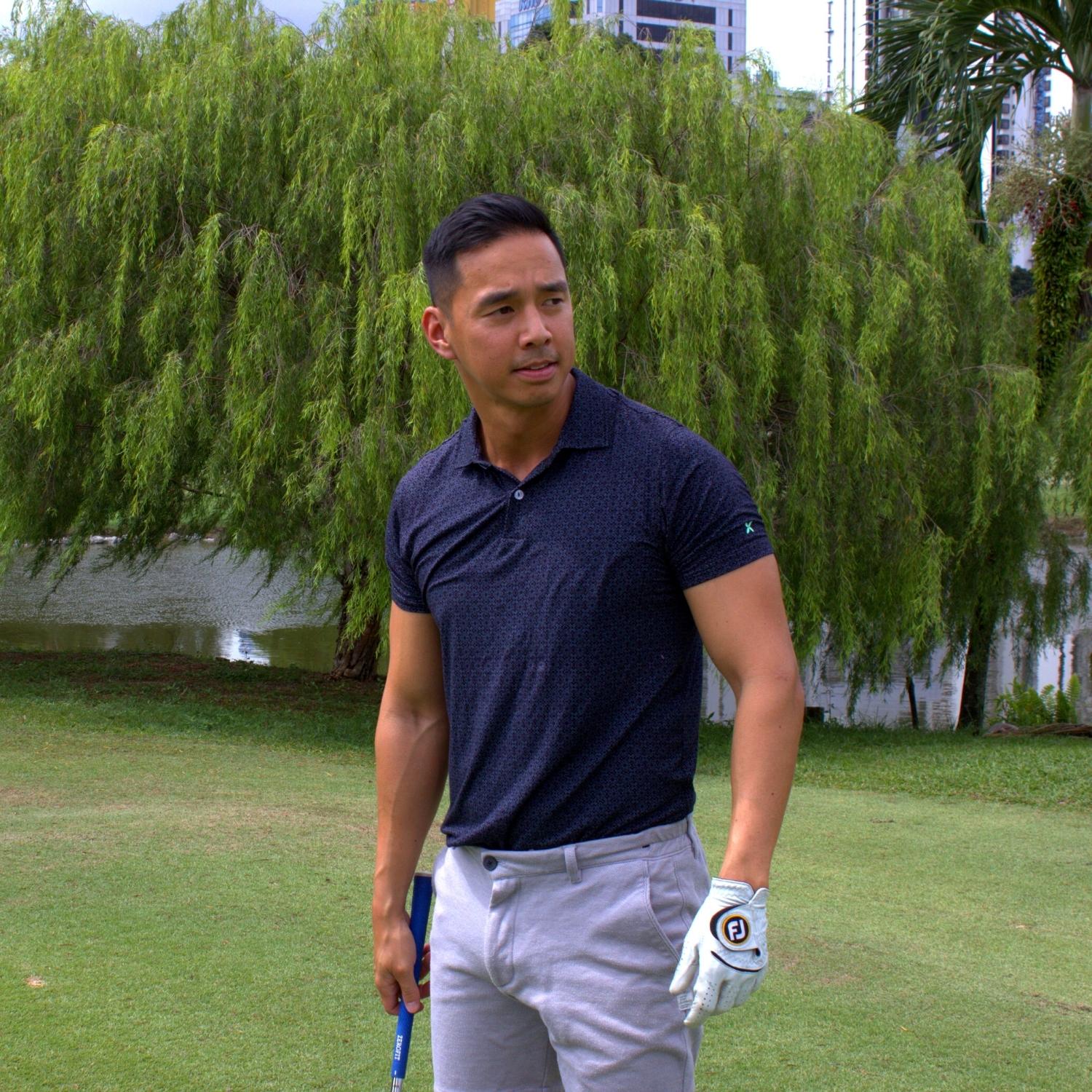 Golf in Batik Tribute Polo Truntum Jet Black & Blue Coral