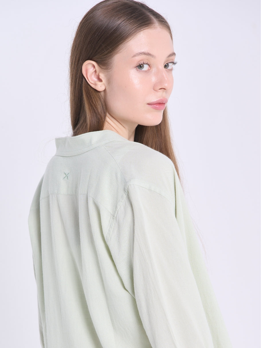 Bamboo Linen Shirt | Mandarin Collar